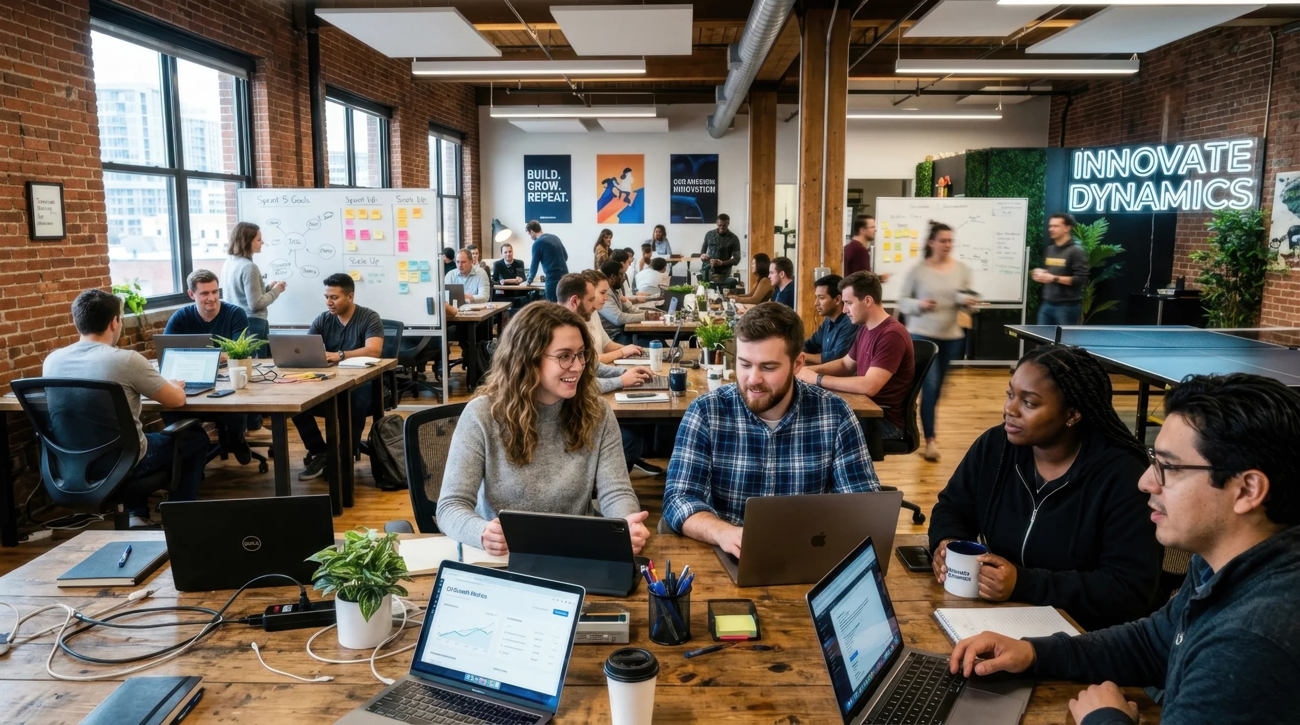 A remote product design team collaborating in an open studio