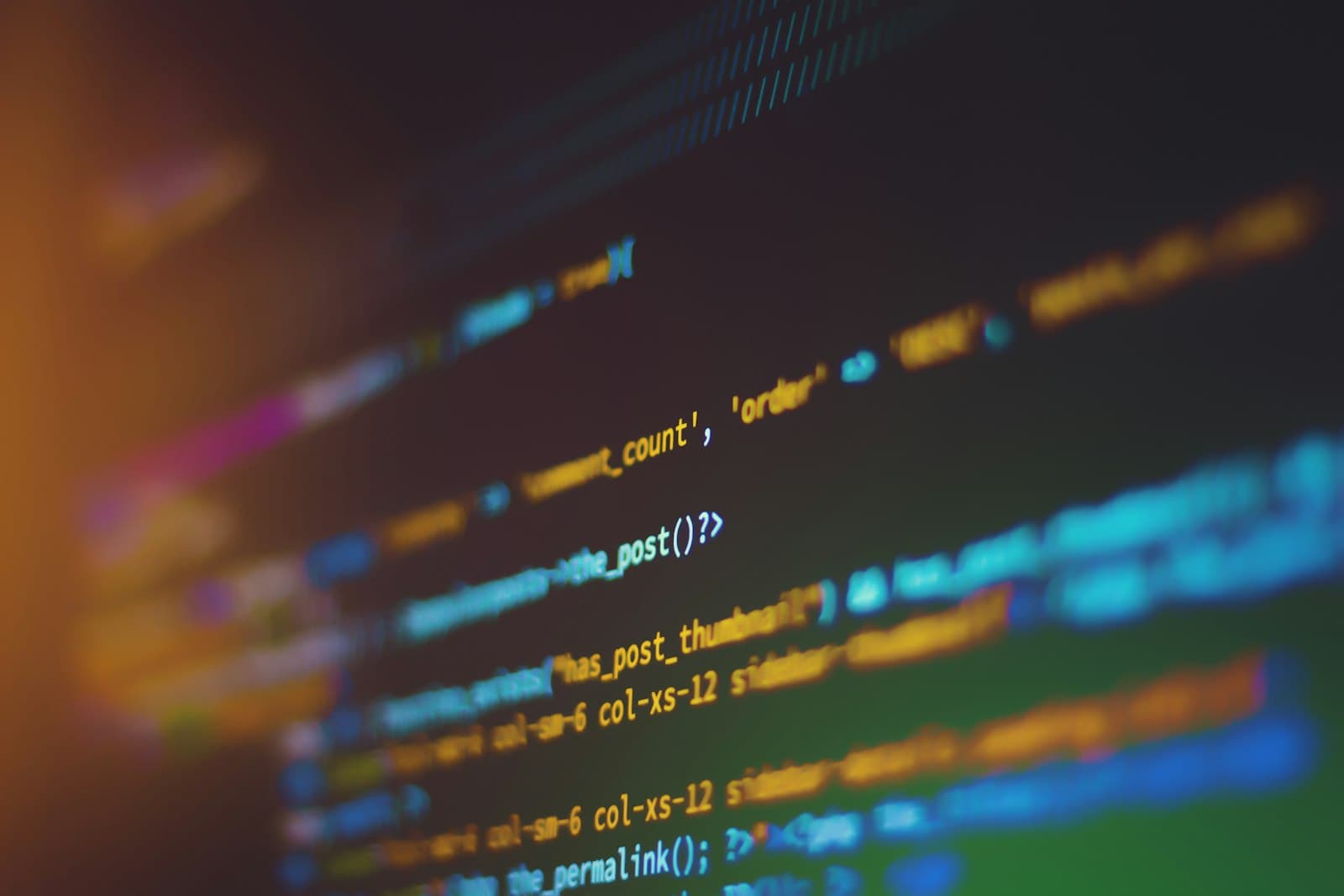 Colorful code on a screen