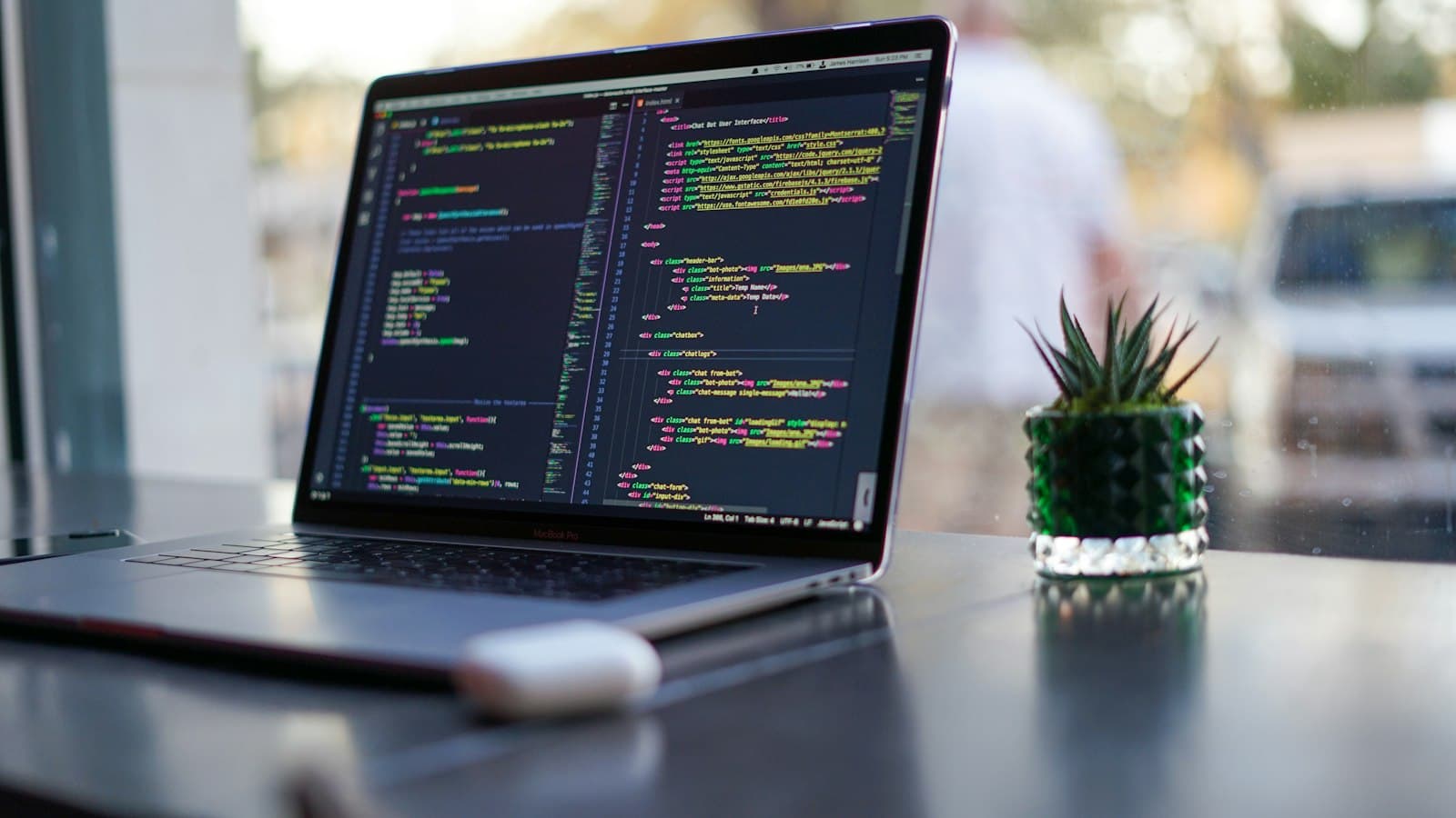 Code open on a laptop