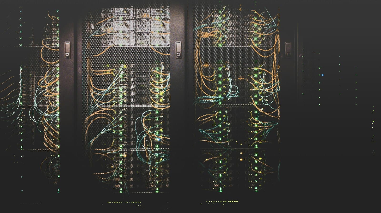 Server rack in a dark data center