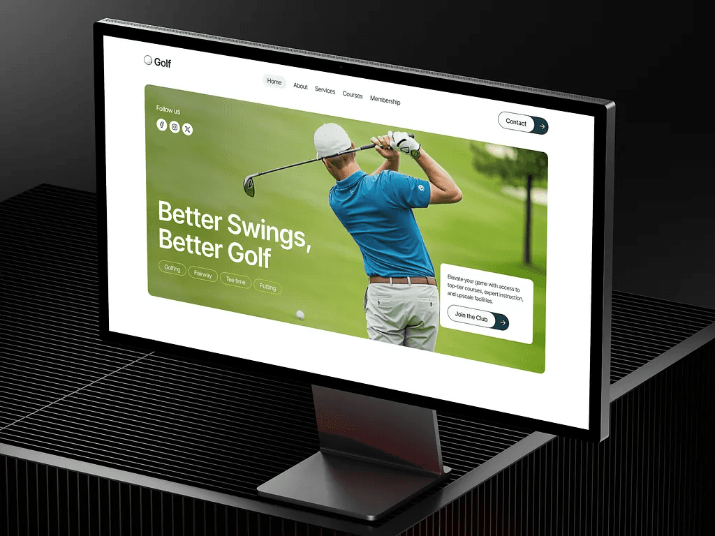 Golf Club Website Design & Development shown on a laptop