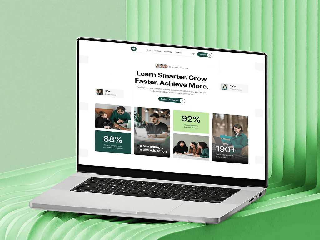 Online Learning Platform Website Design & Development shown on a laptop